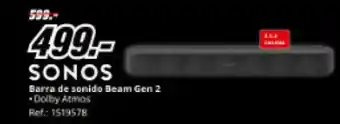 SONOS Barra de sonido Beam Gen 2