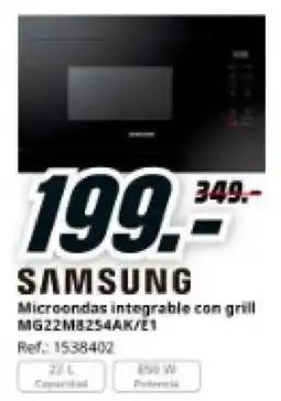 MediaMarkt SAMSUNG Microondas integrable con grill MG22M8254AK/E1 oferta