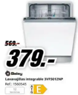 MediaMarkt Lavavajillas integrable 3VF5012NP oferta