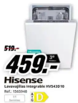 MediaMarkt HISENSE Lavavajillas integrable HV543D10 oferta