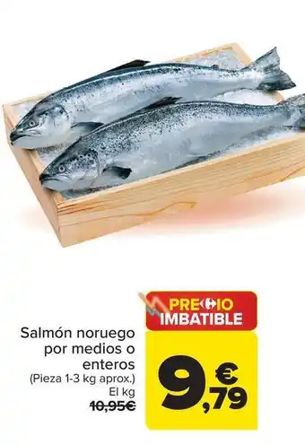 Carrefour Salmón noruego por medios o enteros oferta
