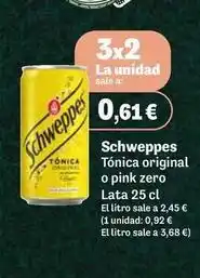 Masymas Schweppes - tonica original o pink zero oferta