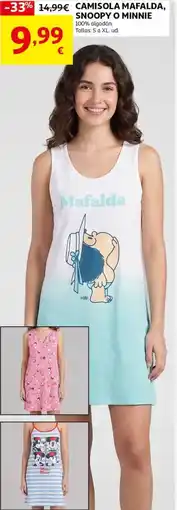 Alcampo Camisola mafalda, snoopy o minnie oferta