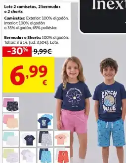 Alcampo INEXTENSO Lote 2 camisetas, 2 bermudas o 2 shorts oferta