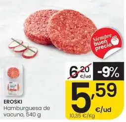 Eroski EROSKI Hamburguesa de vacuno oferta