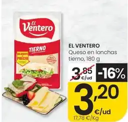 Eroski EL VENTERO Queso en lonchas tierno oferta