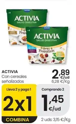 Eroski ACTIVIA Con cereales señalizados oferta