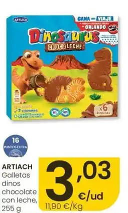 Eroski ARTIACH Galletas dinos chocolate con leche oferta
