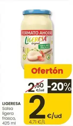 Eroski LIGERESA Salsa ligera frasco oferta