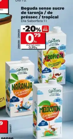 Dia DIA SABORDERA Beguda sense sucre de taronja / de préssec / tropical oferta