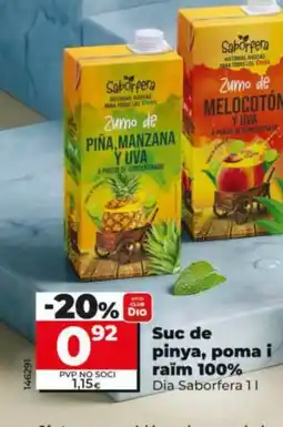 Dia DIA SABORFERA Suc de pinya, poma i raïm 100% oferta
