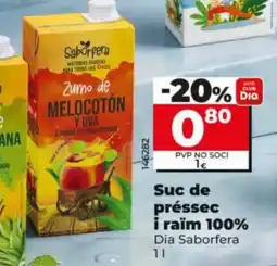 Dia DIA SABORFERA Suc de préssec i raïm 100% oferta