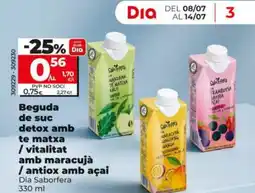 Dia DIA SABORFERA Beguda de suc detox amb te matxa / vitalitat amb maracujá / antiox amb açai oferta