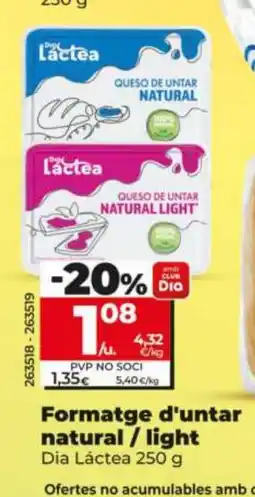Dia DIA LÁCTEA Formatge d'untar natural/light oferta