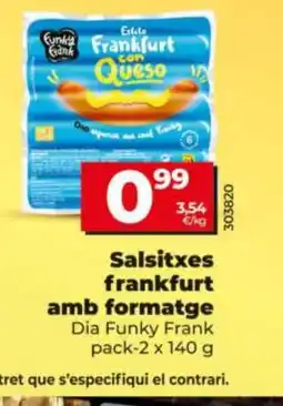 Dia DIA FUNKY FRANK Salsitxes frankfurt amb formatge oferta