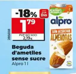 Dia ALPRO Beguda d'ametlles sense sucre oferta