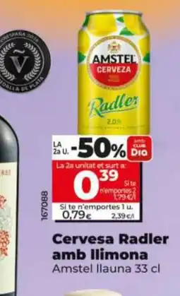 Dia AMSTEL Cervesa Radler amb llimona oferta