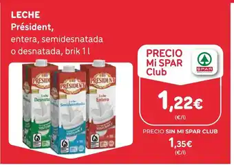 SPAR Gran Canaria PRÉSIDENT Leche oferta