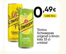 FROIZ SCHWEPPES Tónica original o limón lata oferta