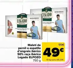 Carrefour Market ELPOZO Maletí de pernil o espatlla d'engreix ibèrics 50% raça ibèrica Legado oferta