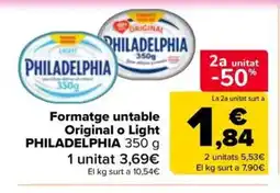 Carrefour Market PHILADELPHIA Formatge untable Original o Light oferta