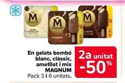 Carrefour Market MAGNUM En gelats bombó blanc, clàssic, ametllat i mix oferta