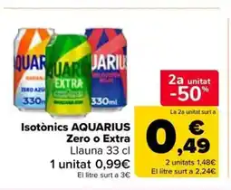 Carrefour Market AQUARIUS Isotonics Zero o Extra oferta