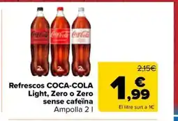 Carrefour Market COCA-COLA Refrescos Light, Zero o Zero sense cafeïna oferta