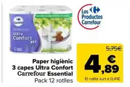 Carrefour Market CARREFOUR ESSENTIEL Paper higiènic 3 capes Ultra Confort oferta