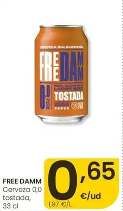 Eroski FREE DAMM Cerveza 0,0 tostada, oferta