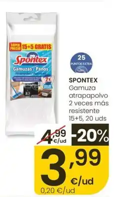 Eroski SPONTEX Gamuza atrapapolvo 2 veces más resistente 15+5, 20 uds oferta