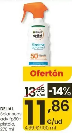 Eroski DELIAL Solar sens adv fp50+ pistola oferta
