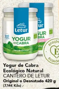 Gadis CANTERO DE LETUR Yogur de Cabra Ecológico Natural Original o Desnatado oferta