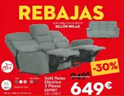 Conforama Sofá relax eléctrico 3 plazas esprit oferta