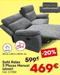 Conforama Sofá relax 3 plazas manual grant oferta