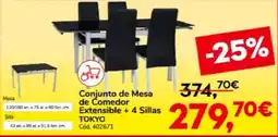 Conforama Conjunto de mesa de comedor extensible + 4 sillas tokyo oferta