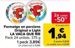 Carrefour Market LA VACA QUE RIE Formatge en porcions Original o Light oferta