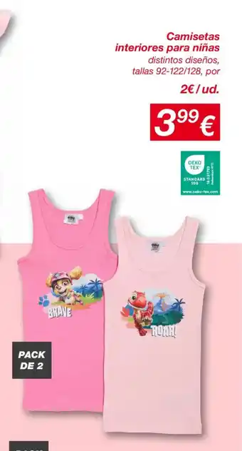 Camisetas interiores para niñas