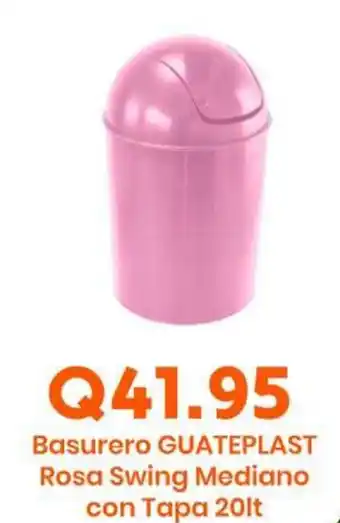GUATEPLAST Basurero Rosa Swing Mediano con Tapa 20lt