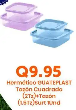 Suma Supermercados GUATEPLAST Hermético Tazón Cuadrado (2Tz)+Tazón (1.5Tz)Surt 1Und oferta