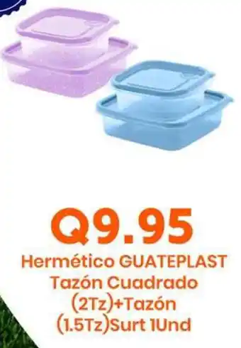 GUATEPLAST Hermético Tazón Cuadrado (2Tz)+Tazón (1.5Tz)Surt 1Und