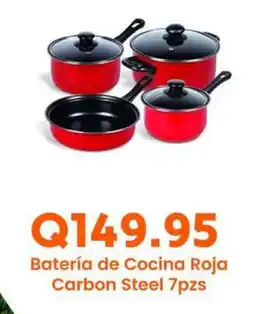 Suma Supermercados Batería de Cocina Roja Carbon Steel 7pzs oferta