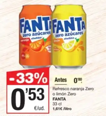 SPAR Fragadis FANTA Refresco naranja Zero o limón Zero oferta
