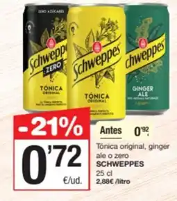 SPAR Fragadis SCHWEPPES Tónica original, ginger ale o zero oferta