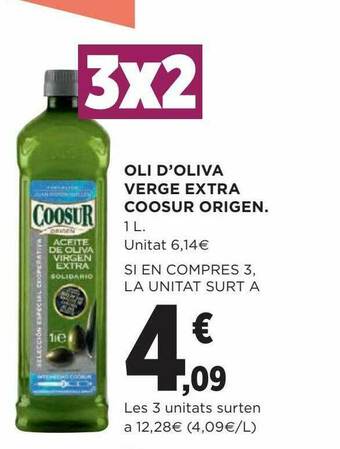 Hipercor Oli D'oliva Verge Extra Coosur Origen oferta