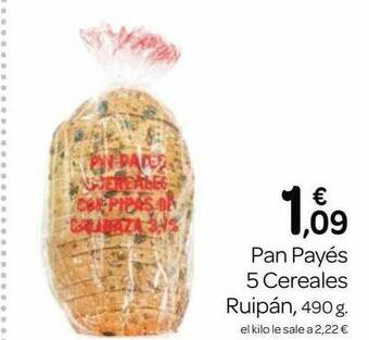 Supermercados El Jamón Pan Payés 5 Cereales Ruipán oferta