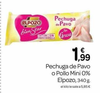 Supermercados El Jamón Pechuga De Pavo O Pollo Mini 0% Elpozo oferta