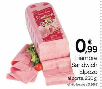 Supermercados El Jamón Fiambre Sandwich Elpozo oferta