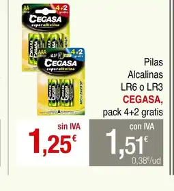 mycash profesional CEGASA Pilas Alcalinas LR6 o LR3 oferta