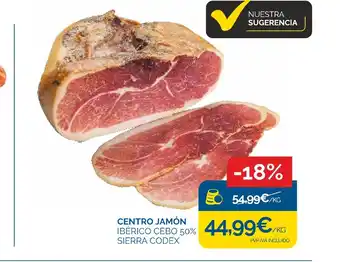 Centro jamón ibérico cebo 50% sierra codex